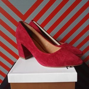 Velvet Red Wine Chelsea Crew Jills. Square heel size 6